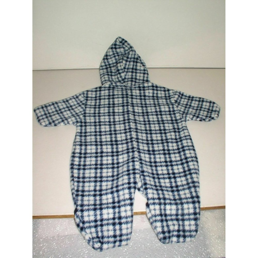 Miniwear Baby's Unisex 1 Piece Hooded Zipup Winter Plaid Blue/White Size 0-3 Mos - Picture 12 of 12